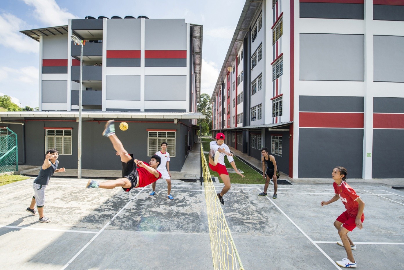 Residents enjoying recreational facilities at worker accommodation